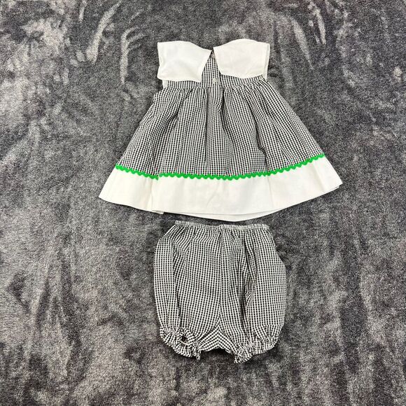 Vtg Samara Girls 18 Month Two-Piece Outfit Gingham Black White Ladybug Dress - Picture 10 of 12